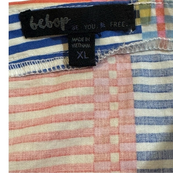Bebop Strapless Button-Up Cotton Striped Summer Vacay-Ready Dress Size XL - Picture 5 of 6